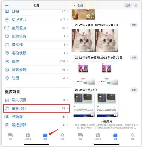 金波乡苹果手机维修分享iOS 16 中相册重复项目功能使用方法 